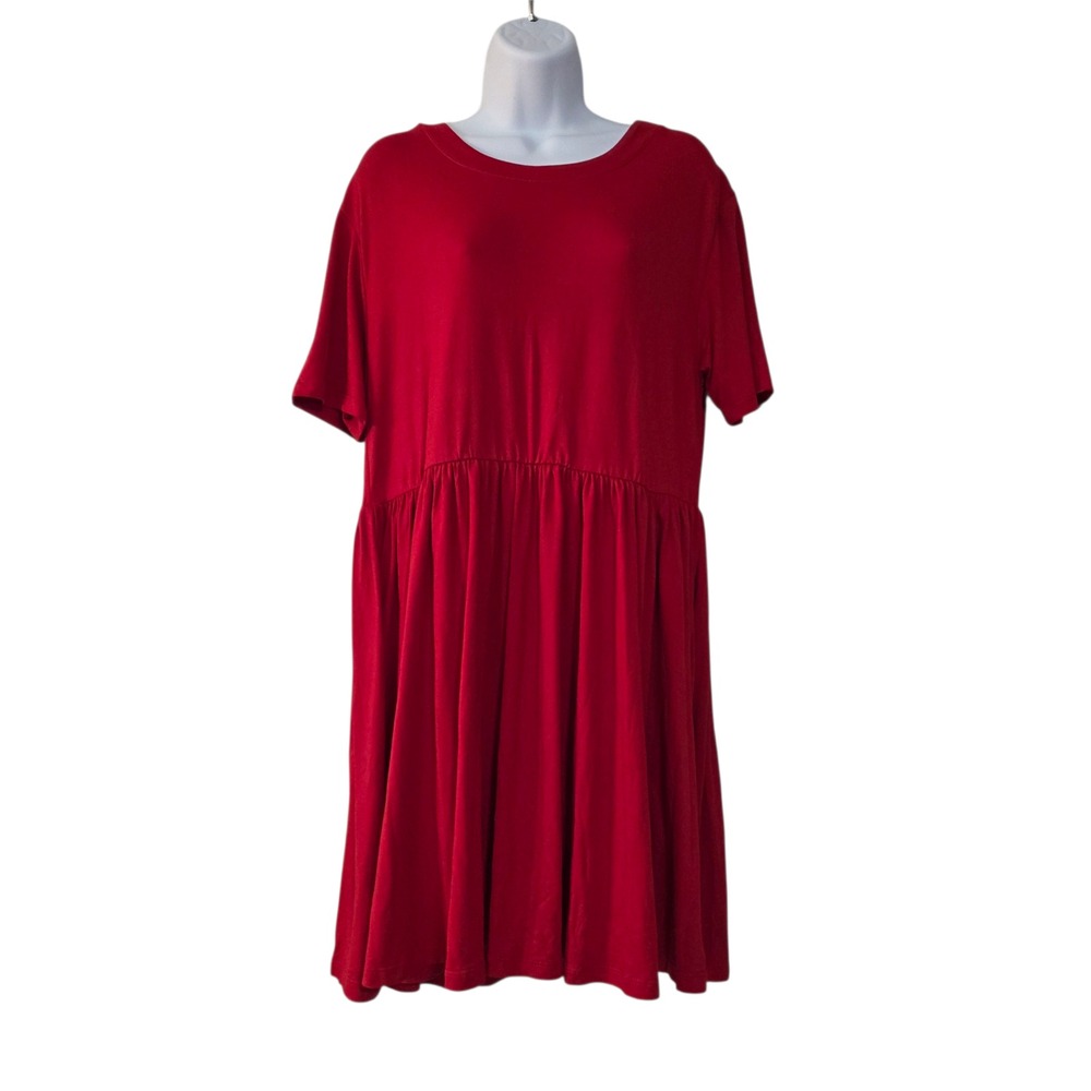 Agnes And Dora Sundress Womens Cranberry Red S Round Neck Ruffled Stretch